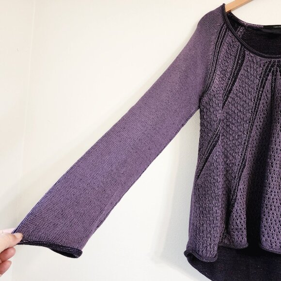 Vtg Calvin Klein Women's Knit Sweater Top Boat Neck Knit Plum Sz L/G Whimsigoth - Picture 5 of 12